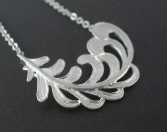 Leaf Necklace, Leaf Pendant Necklace, Leaf Silver Necklace, Matte Rhodium, Silver Necklace, Nature Jewelry, Friend Gift, Sister Gift