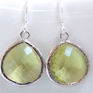 Green Earrings, Green Apple Silver Earrings, Peridot, Chartreuse, Weddings, Bridesmaid Earrings, Bridal Jewelry, Bridesmaid Gift
