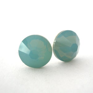 Aqua Ohrringe, Opal Ohrstecker, Kristall ohrringe, Swarovski-Kristall, Silber, Pacific Opal, Petrol, hellgrün Ohrstecker, opaleszierend