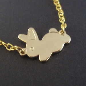 Gold Rabbit Necklace, Rabbit Pendant, Bunny Necklace, Gold Bunny, Gold Rabbit, Bunny Pendant, Small Bunny, Animal Jewelry, Friend Gift
