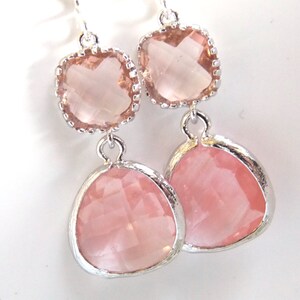 Coral Earrings, Peach Earrings, Coral, Champagne, Silver Earrings, Bridesmaid Jewelry, Bridesmaid Earrings, Bridal Jewelry, Bridesmaid Gifts
