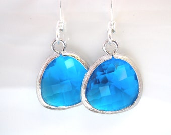 Blue Earrings, Silver Earrings, Sapphire Blue, Ocean Blue, Petite Earrings, Bridesmaid Earrings, Bridal Earrings Jewelry, Bridesmaid Gifts