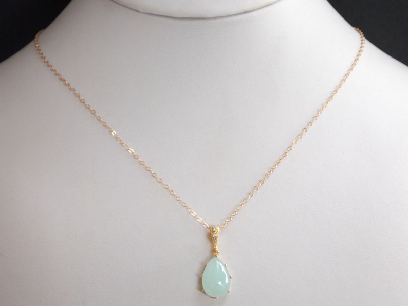 Mint Necklace Gold Green Necklace Bridesmaid Jewelry - Etsy UK