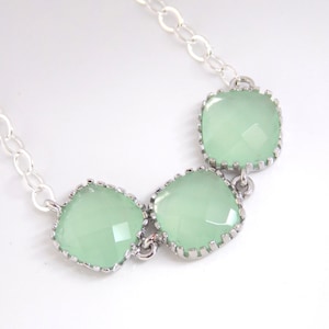 Mint Necklace, Silver Green Necklace, Bridesmaid Jewelry, Bridesmaid Necklace, Sterling Silver, Weddings, Bridal Jewelry, Bridesmaid Gifts image 1