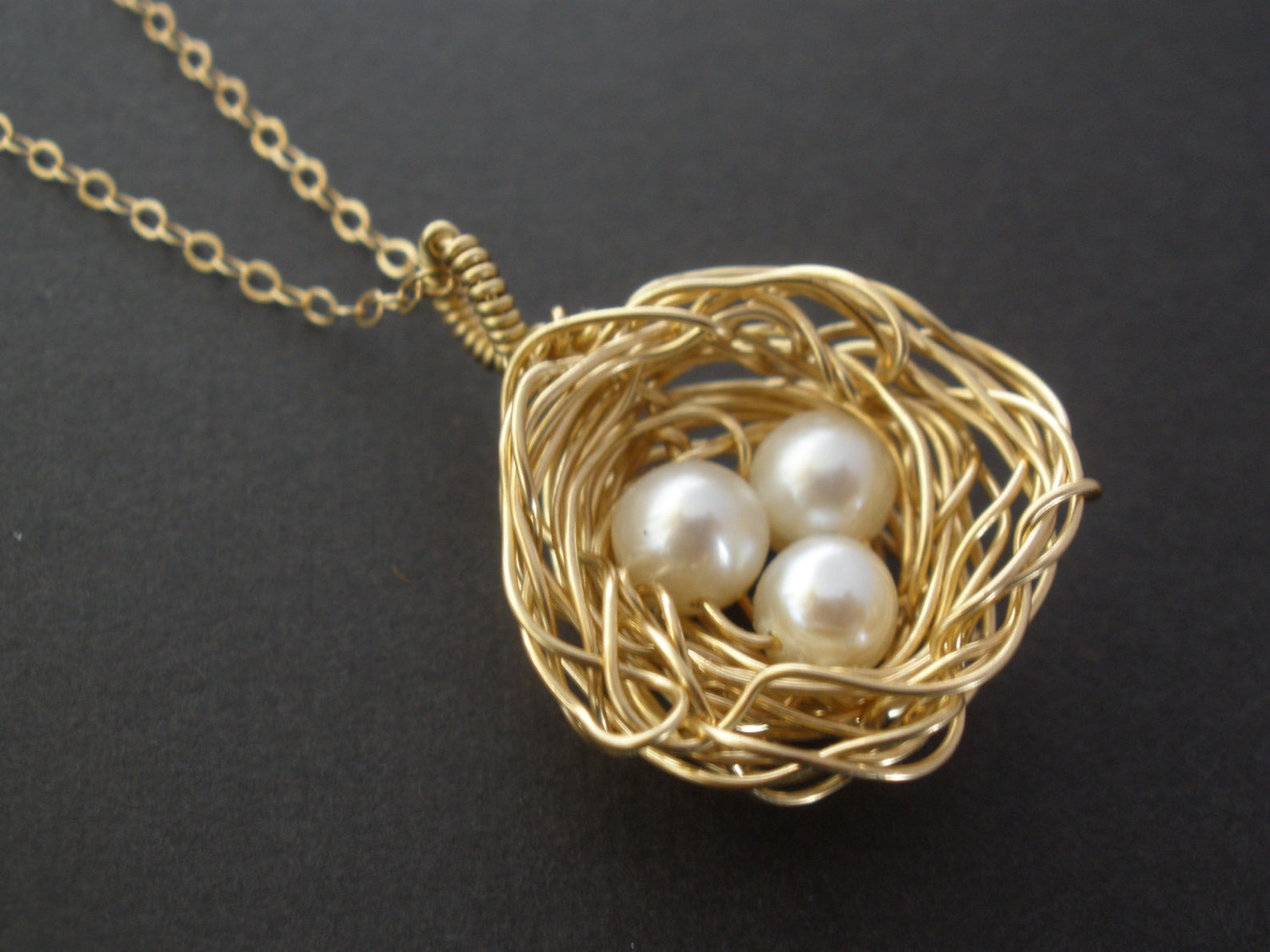 Bird Nest Necklace Gold Nest Necklace Gold Filled Necklace Etsy