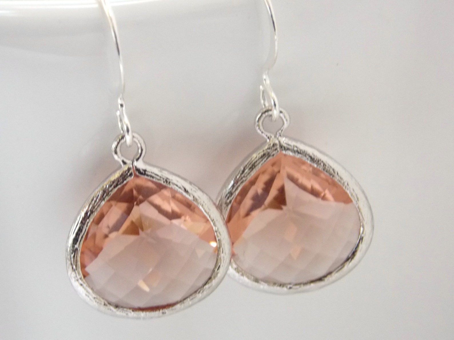 Peach Earrings Blush Glass Earrings Coral Champagne Etsy