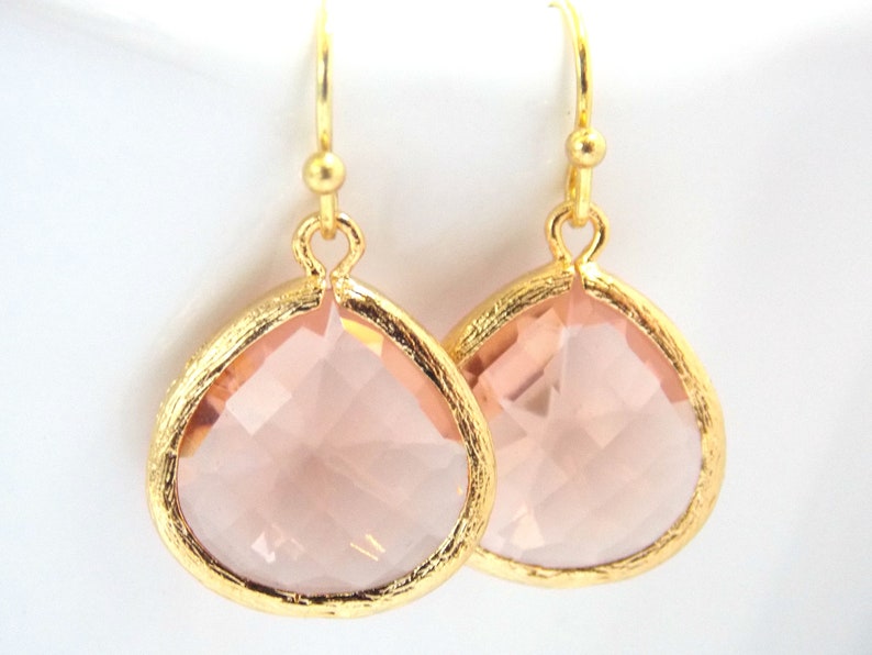 Peach Earrings Glass Earrings Coral Champagne Blush Etsy