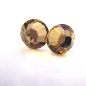 Swarovski Crystal Stud Earrings, Beige Earrings, Crystal Earrings, Swarovski Crystal, Post Earrings, Neutral, Light Colorado Topaz, Neutral