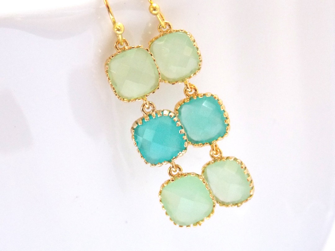 Green Earrings, Mint Earrings, Blue Earrings, Aqua, Ocean Blue, Apple ...