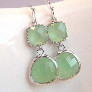 Green Earrings, Peridot Earrings, Apple Green Earrings, Silver Light Green Mint, Wedding Jewelry, Bridesmaid Earrings, Bridesmaid Gift image 4