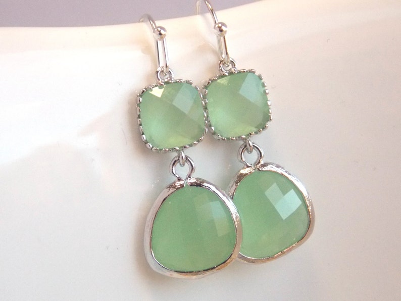 Green Earrings, Peridot Earrings, Apple Green Earrings, Silver Light Green Mint, Wedding Jewelry, Bridesmaid Earrings, Bridesmaid Gift image 4