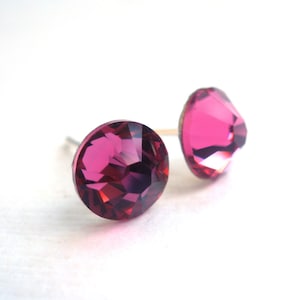Crystal Stud Earrings, Fuschia Earrings, Fuchsia Earrings, Post Studs, Swarovski Crystal, Pink Color, Bridesmaid Gifts, Bridesmaid Earrings