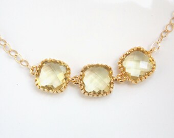 Yellow Necklace, Gold Filled Necklace, Citrine, 14K Gold Filled Necklace, Yellow Wedding Jewelry, Bridesmaid Necklace, Bridesmaid Gifts