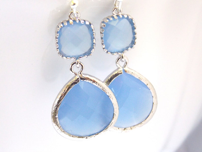 Silver Blue Earrings, Light Blue, Sky Blue, Royal Blue,Silver Dangle, Wedding Jewelry, Bridesmaid Earrings, Bridal Jewelry, Bridesmaid Gifts image 2