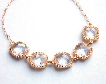 Crystal Bracelet, Clear Bracelet, Glass Bracelet, Gold Bracelet, 14K Gold Filled, Wedding Jewelry, Bridesmaids Bracelet, Bridesmaid Gifts