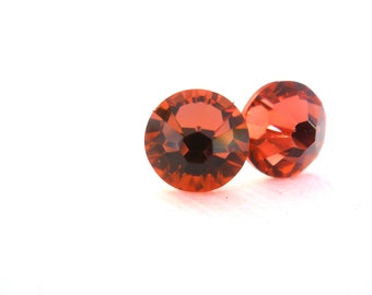 Swarovski Crystal Stud Earrings, Crystal Earrings, Padparadscha, Red Orange, Fire, Post Earrings, Bridesmaid Gifts, Bridal Earrings