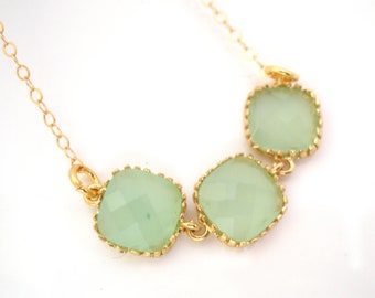 Mint Necklace, Gold Green Necklace, Bridesmaid Jewelry, Bridesmaid Necklace, Gold Filled, Bride Necklace, Bridal Jewelry, Bridesmaid Gifts