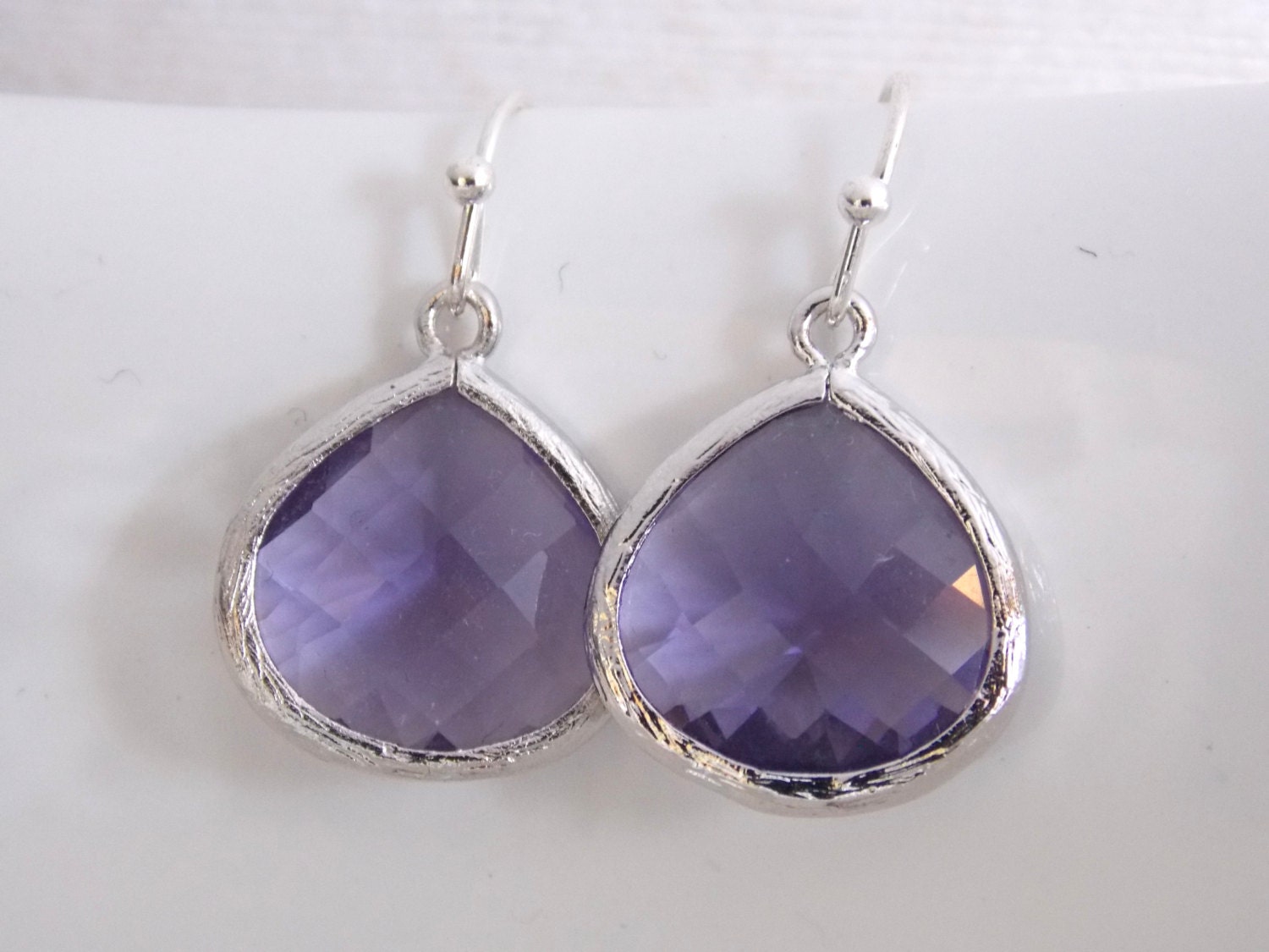 Purple Earrings Glass Earrings Silver Earrings Amethyst | Etsy