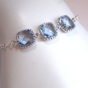 Blue Bracelet, Aquamarine Bracelet, Periwinkle, Glass, Dusty Blue, Sterling Silver, Wedding Jewelry, Bridesmaids Bracelet, Bridesmaid Gifts