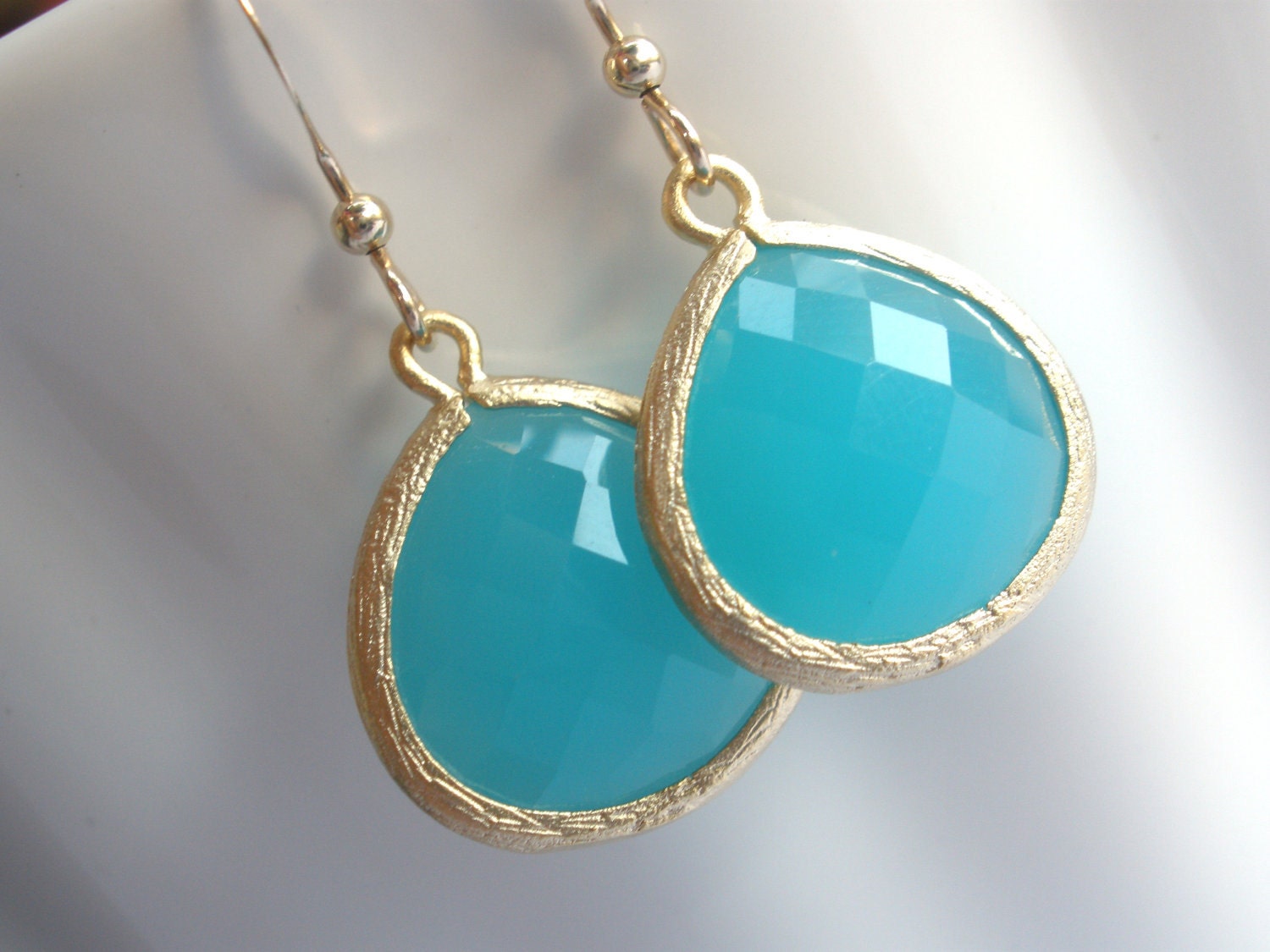Mint Earrings Blue Earrings Aqua Earrings Aquamarine Gold Etsy