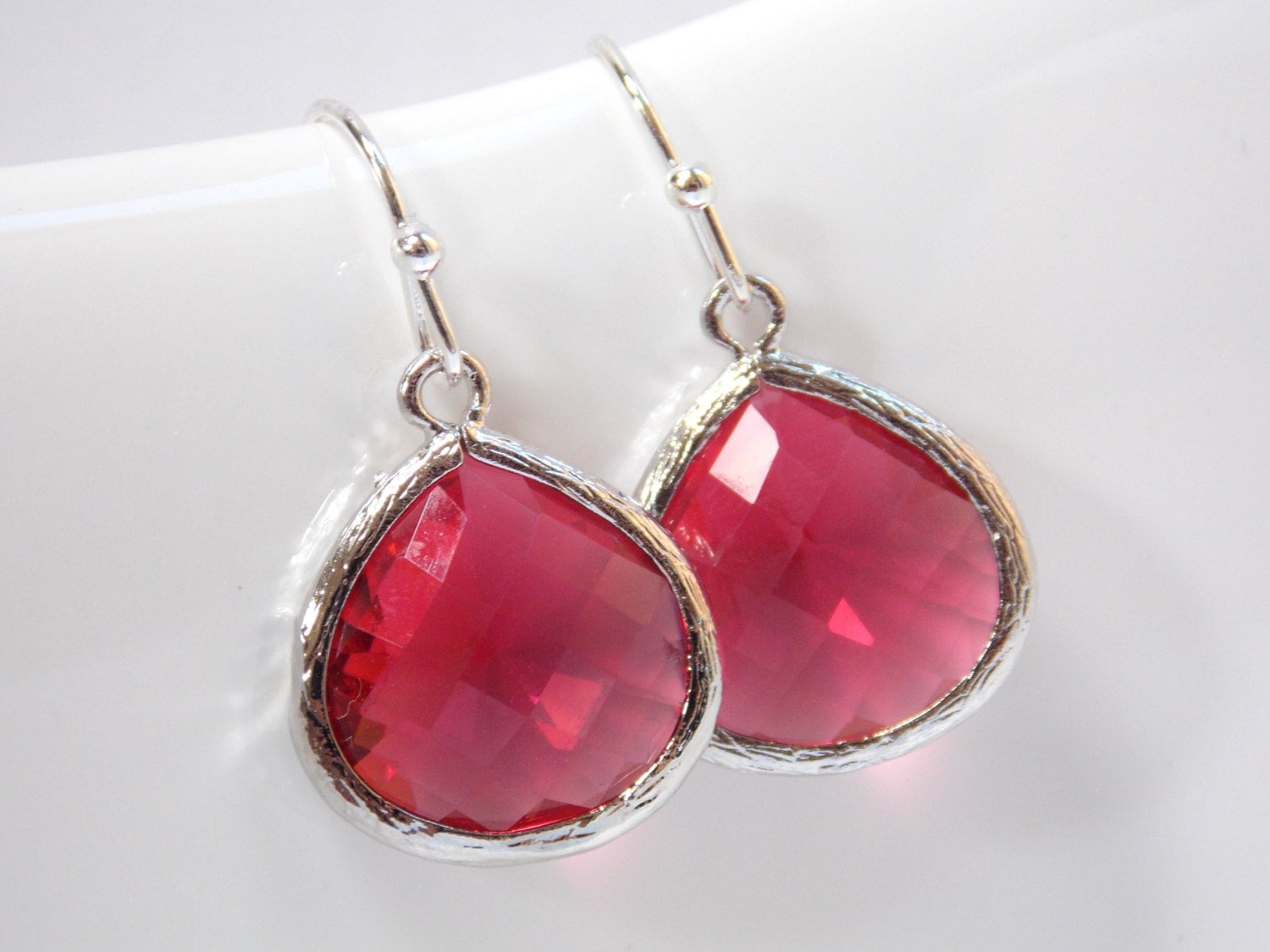 Fuschia Earrings Fuchsia Earrings Hot Pink Bridesmaid Etsy