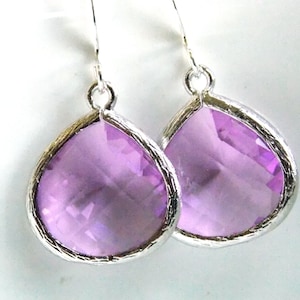Lavender Earrings, Glass Earrings, Silver Earrings, Soft Purple, Violet, Lilac, Bridesmaid Earrings, Bridal Jewelry, Bridesmaid Gifts