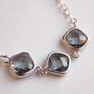 Gray Necklace, Silver Grey Necklace, Charcoal, Bridesmaid Jewelry, Bridesmaid Necklace, Sterling Silver, Weddings, Bridal, Bridesmaid Gifts