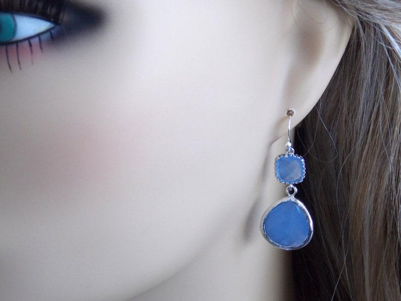 Silver Blue Earrings, Light Blue, Sky Blue, Royal Blue,Silver Dangle, Wedding Jewelry, Bridesmaid Earrings, Bridal Jewelry, Bridesmaid Gifts image 4