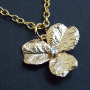 Flower Necklace, Gold Necklace, Gold Flower Necklace, Flower Pendant, Cubic Zirconia, Orchid Necklace, Bridesmaid Necklace, Bridesmaid Gift