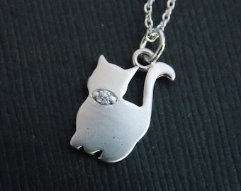 Cat Necklace, Cat Jewelry, Dainty Jewelry, Kitty, Dainty Necklace, Cubic Zirconia, Animal Jewelry, Friend Gift, Girl Gift, Birthday Gift