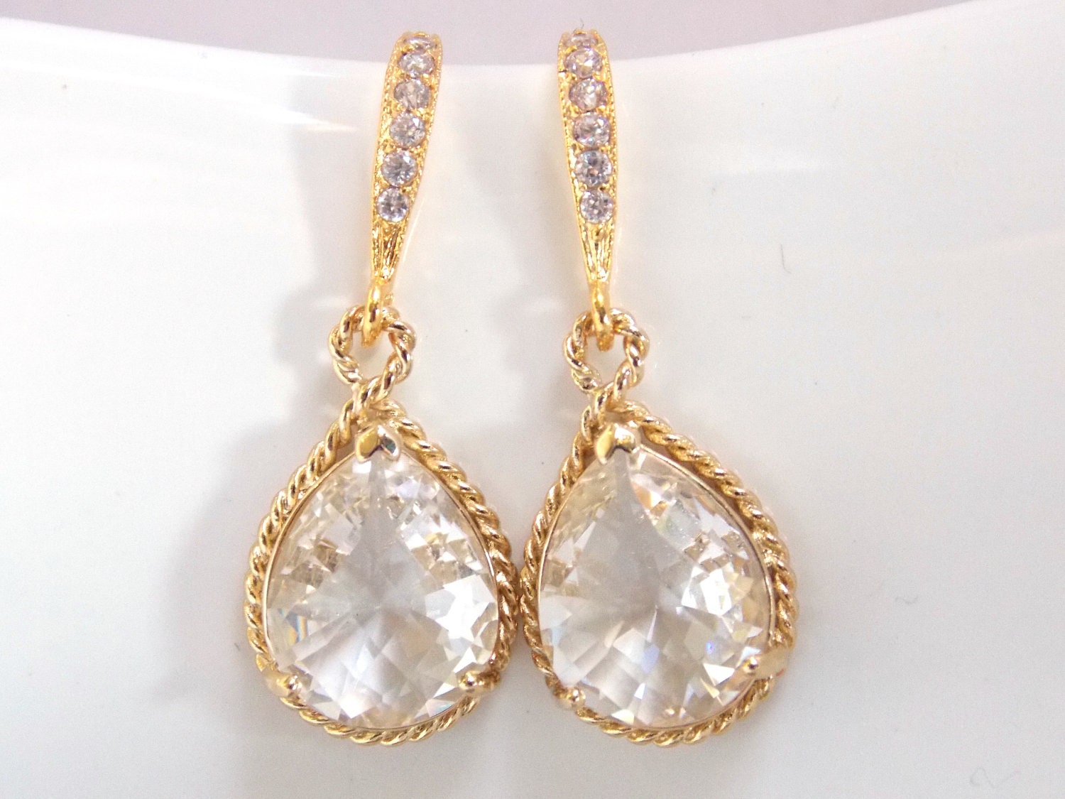 Crystal Gold Wedding Earrings