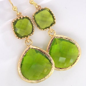 Green Earrings, Peridot Earrings, Apple Green Earrings, Gold Green Apple, Wedding, Bridesmaid Earrings, Bridal Jewelry, Bridesmaid Gifts