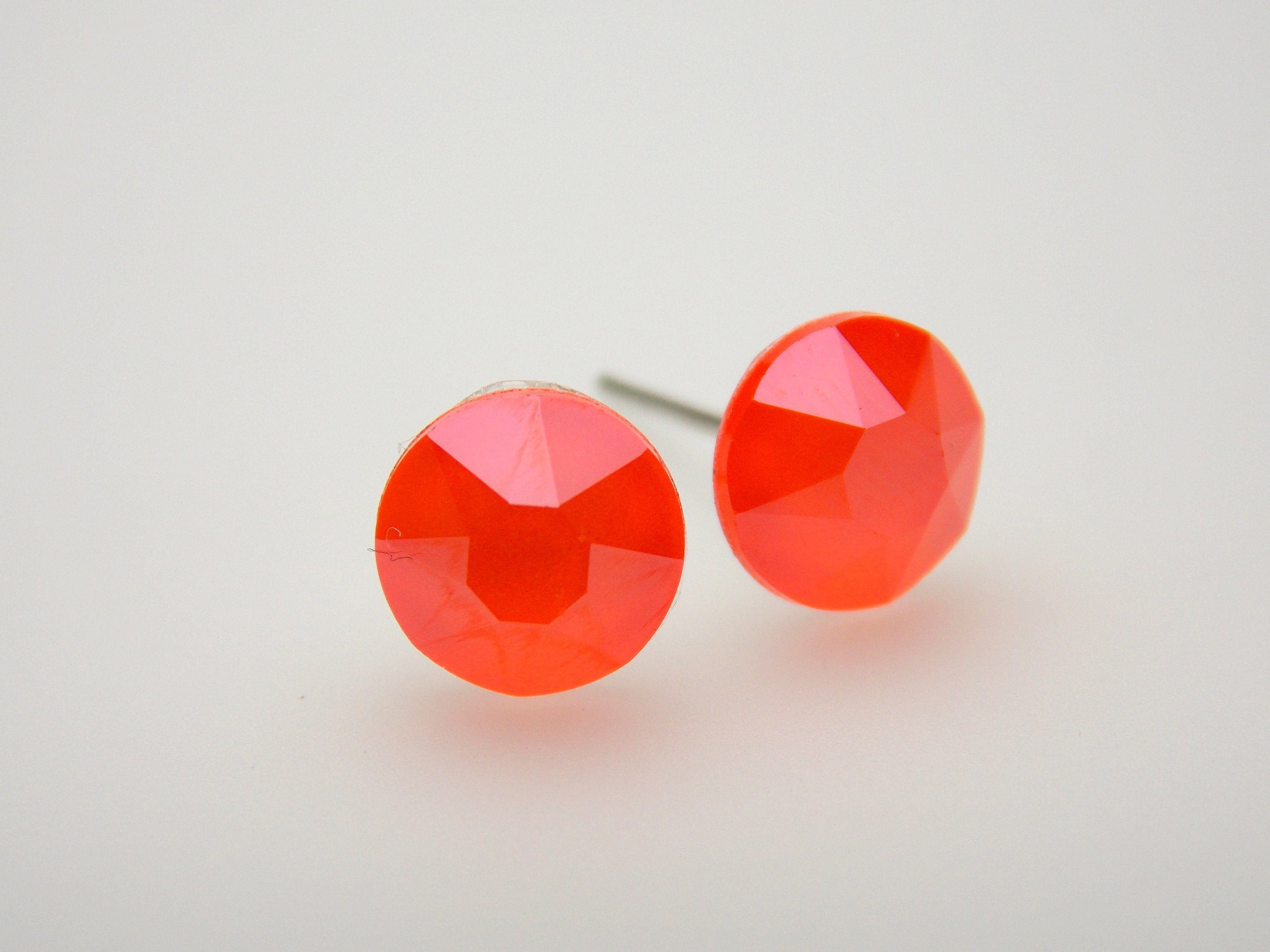 Orange Earrings Orange Stud Earrings Swarovski Crystal Stud Etsy