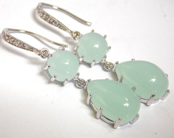 Mint Earrings, Aqua Earrings, Dusty Green, Light Mint Green Earrings, Silver, Bridesmaid Earrings, Bridesmaid Gift, Bridesmaid Jewelry