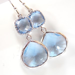 Light Blue Earrings, Aquamarine, Soft Blue, Light Sapphire, Periwinkle, Dusty Blue, Wedding Jewelry, Bridesmaid Earrings Silver, Friend Gift image 1