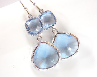 Light Blue Earrings, Aquamarine, Soft Blue, Light Sapphire, Periwinkle, Dusty Blue, Wedding Jewelry, Bridesmaid Earrings Silver, Friend Gift