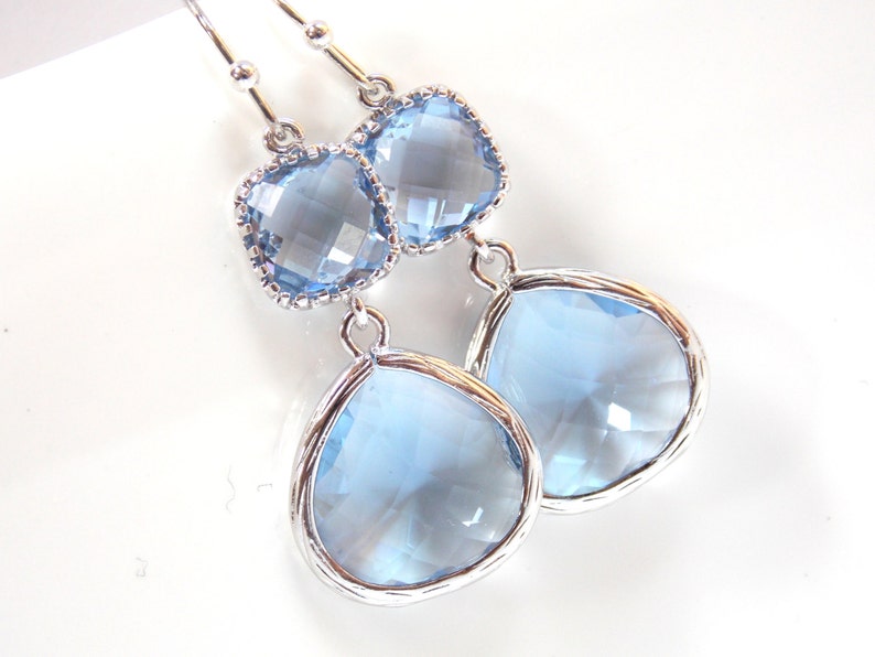 Light Blue Earrings, Aquamarine, Soft Blue, Light Sapphire, Periwinkle, Dusty Blue, Wedding Jewelry, Bridesmaid Earrings Silver, Friend Gift 画像 1