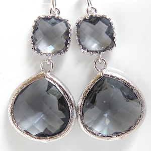 Gray Earrings, Grey Earrings, Silver Earrings, Charcoal Earrings, Wedding, Bridesmaid Earrings, Bridal Earrings Jewelry, Bridesmaid Gift