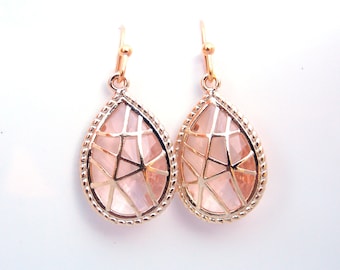 Peach Earrings, Champagne Earrings, Gold Earrings, Glass, Wedding, Bridesmaid Earrings, Bridal Earrings Jewelry, Bridesmaid Gifts