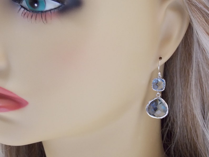 Light Blue Earrings, Aquamarine, Soft Blue, Light Sapphire, Periwinkle, Dusty Blue, Wedding Jewelry, Bridesmaid Earrings Silver, Friend Gift image 3