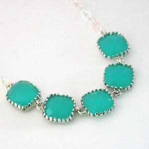 Glass Necklace, Mint Necklace, Aqua Necklace, Turquoise, Mint Blue, Mint Green, Bridal Jewelry, Bride Necklace, Bridesmaid Jewelry