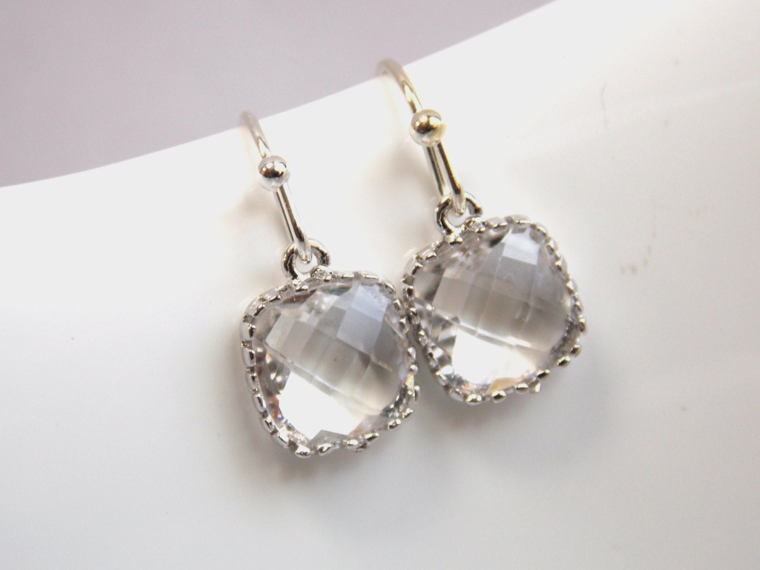 Clear Earrings Glass Earrings Crystal Earrings Dainty - Etsy