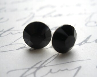 Black Stud Earrings, Black Crystal Earrings, Jet Black Earrings, Bridesmaid Earrings, Swarovski Crystal, Bridesmaid Gifts