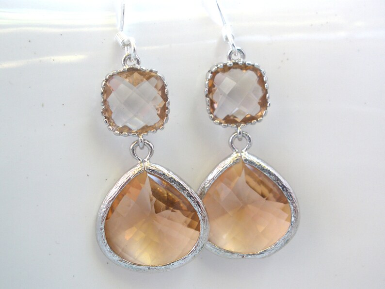 Peach Earrings Champagne Earrings Blush Neutral Bridesmaid Etsy