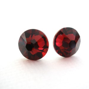 Swarovski Crystal Stud Earrings, Ruby Crystal Earrings, Post Earrings, Red Earrings, Ruby, Scarlet, Bridesmaid Earrings, Bridesmaid Gifts