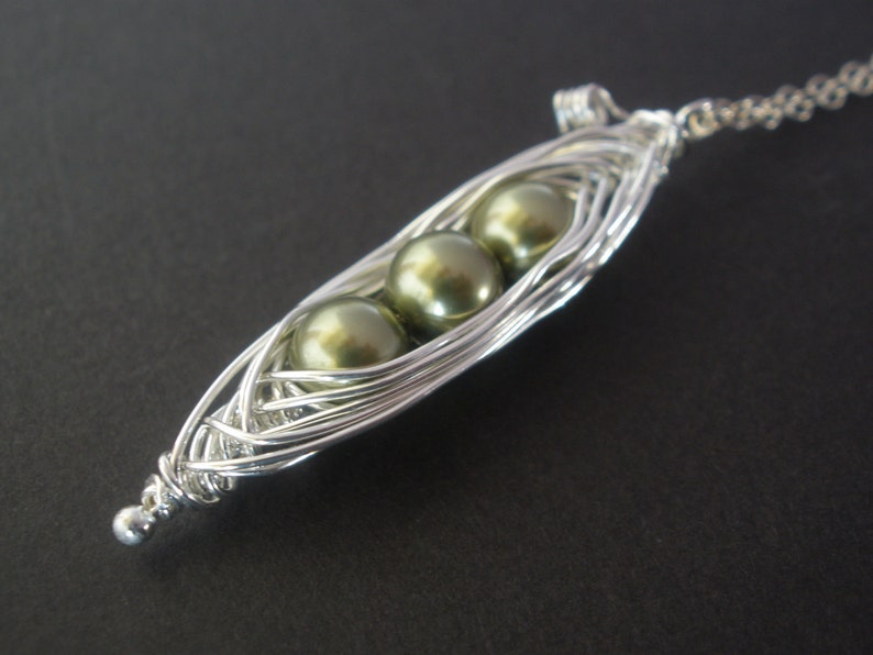 Peapod Necklace Sterling Silver Sterling Silver Pea Pod Etsy