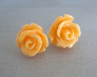 Orange Earrings, Tangerine, Peach Earrings Light Soft Orange, Orange Rose Earrings, Flower Earrings, Bridesmaid Earrings, Bridesmaid Gifts