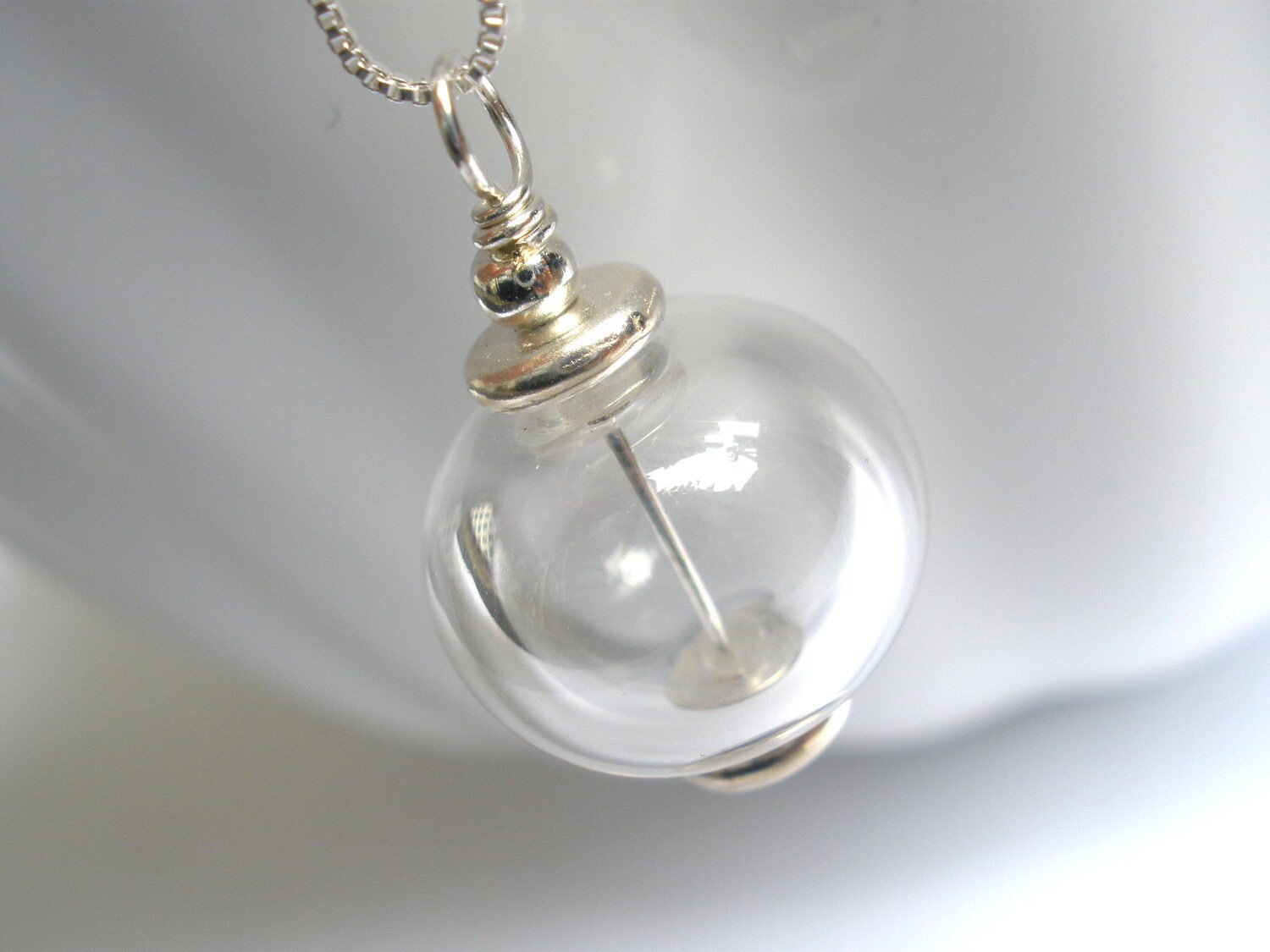 Hand Blown Glass Necklace Crystal Necklace Clear Necklace Etsy