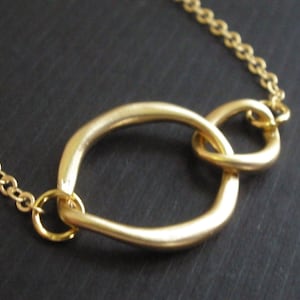 Circle Necklace, Gold Circle Necklace, Two Ring Pendant, Eternity Necklace, Gold Circle Pendant, Double Link, Bridesmaid Gifts, Friend Gift