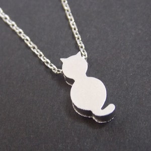 Cat Necklace, Cat Jewelry, Dainty Jewelry, Kitty, Dainty Necklace, Animal Jewelry, Rhodium, White Gold Rhodium Plated, Birthday Gift